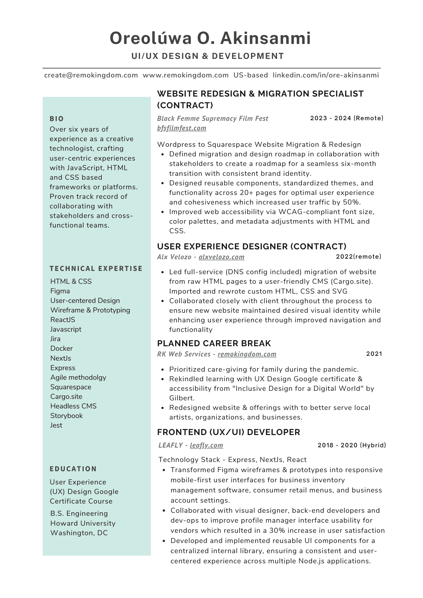 Oreoluwa Akinsanmi Resume